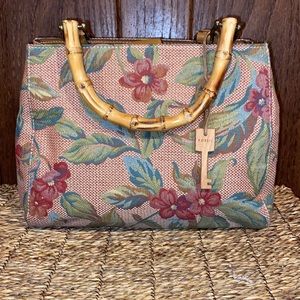 Fossil Floral Bamboo Handbag